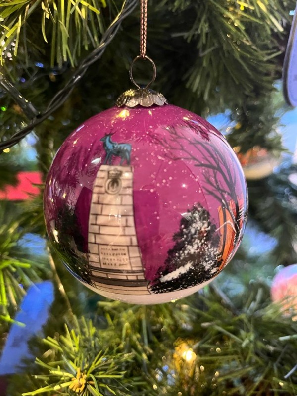 Purple hand painted glass bauble with gift box