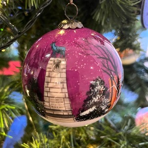Purple hand painted glass bauble with gift box