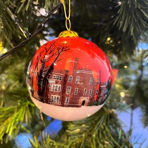 Red hand painted glass bauble with gift box